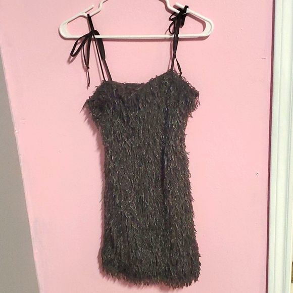 Forever 21 mini dress. Grey Faux Fur size small - Picture 1 of 3